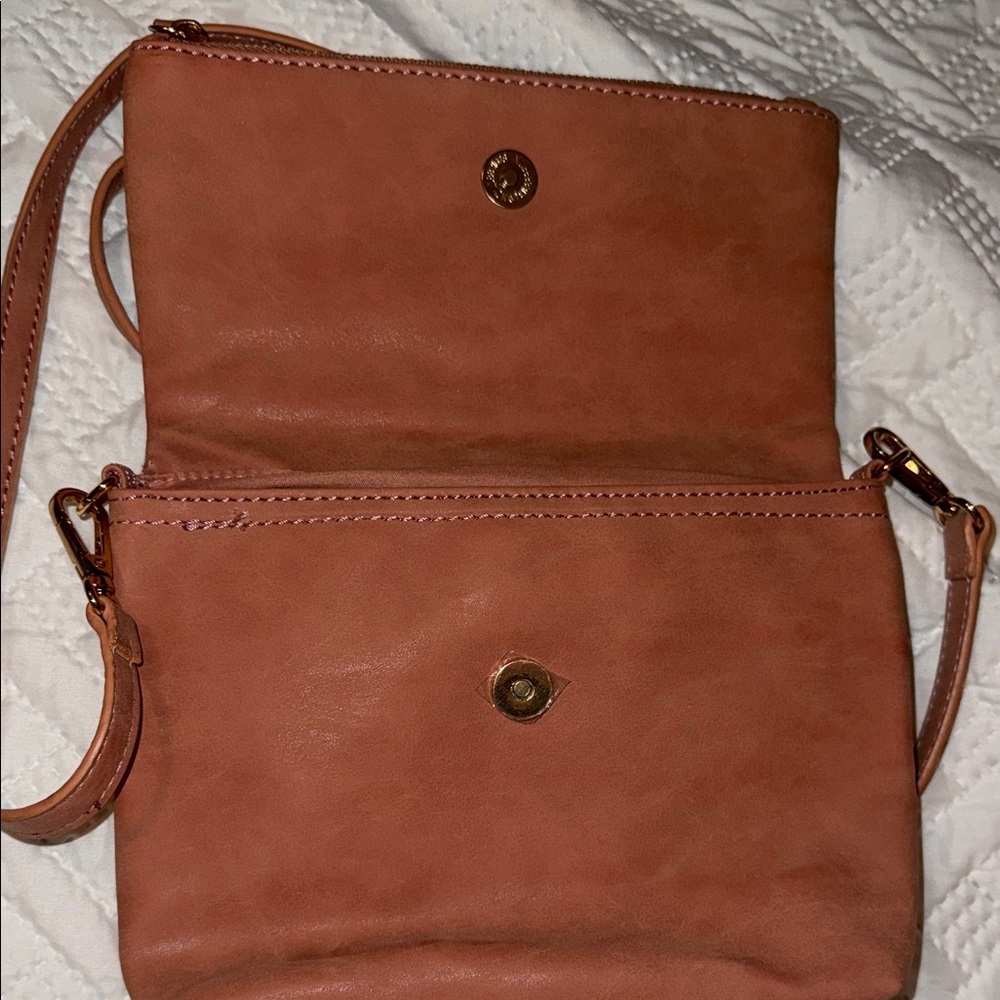 Leather Crossbody Bag in Coral Tan - Picture 2 of 11